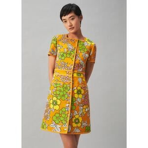 NWT Tory Burch Wallpaper Floral Nadia Dress Rust Orange Mod Retro Twee L 12